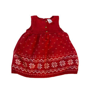 Baby Girl Carter's Dress 6M Red White Snowflake Knit Sleeveless